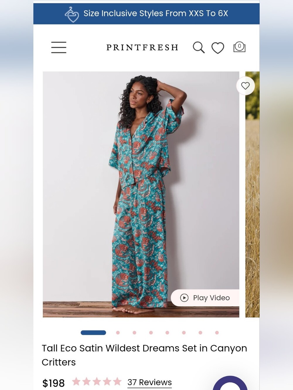 PRINTFRESH Eco Satin Wildest Dreams pijama Pants in Canyon Critters